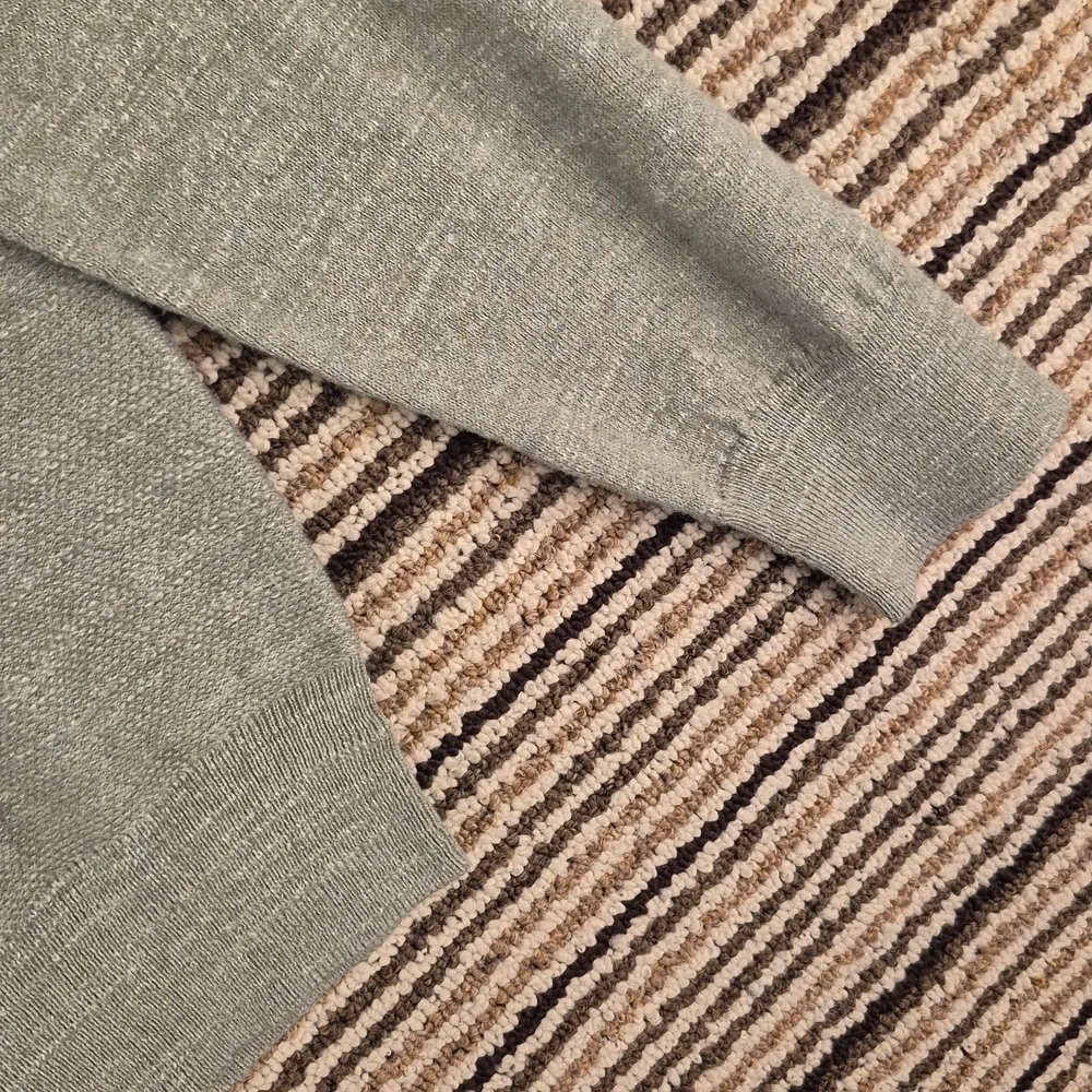 J CREW Green Weave Cotton Knit Mens Large Slim Crewneck Sweater C8445 NEW‎